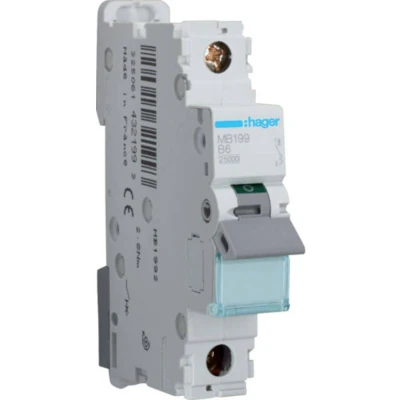 Afbeelding van Hager MB199 Zekeringautomaat 1 fasig polig 6 A 230 V, 400 V