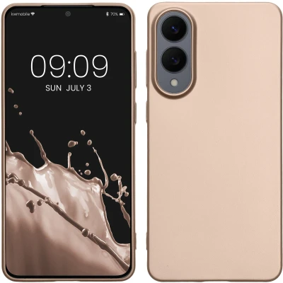 Afbeelding van kwmobile telefoonhoesje geschikt voor Samsung Galaxy S25 Edge Hoesje smartphone Back cover in metallic goud