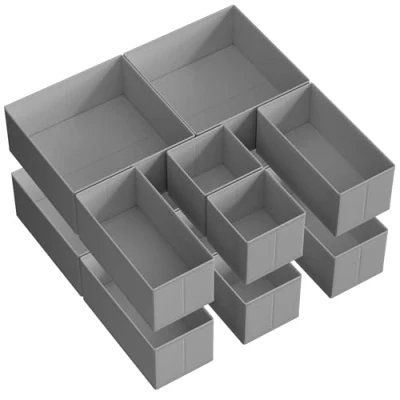 Afbeelding van SONGMICS 12 stuks opvouwbare stoffen lade organizers voor sokken, ondergoed, beha, stropdassen, sjaals, duifgrijs, RDZ006G02