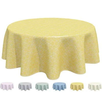 Afbeelding van Home Direct Ronde tafelkleed PVC veegt schoon geel 160 cm