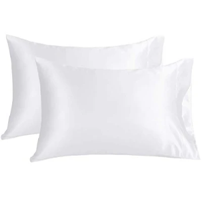 Afbeelding van Juwenin Home Set van 2 moerbeizijden satijnen kussenslopen, zacht en puur voor haar huid, met envelopsluiting (wit, standaard (50 x 75 cm)