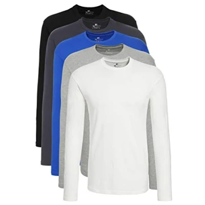 Afbeelding van Lower East Le133 Herenshirt met lange mouwen (5 stuks), zwart/koningsblauw/lichtgrijs gemêleerd, XL