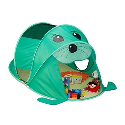Afbeelding van Relaxdays Speeltent pop up kindertent tent kinderen speelgoedtent zeehond groen