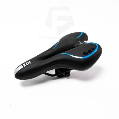 Afbeelding van Voltano Gel Fietszadel Met Uitsparing Zwart / Blauw Trekking Incl. Zadelstrop Unisex