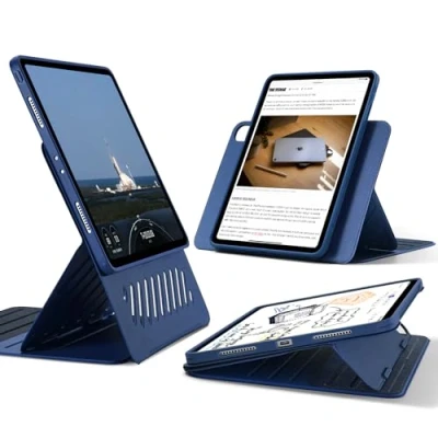 Afbeelding van ESR iPad Pro 12.9 hoes (6e/5e generatie, 2022/2021), afneembare magnetische hoes, verstelbare standaard in portret /landschapsmodus met verhoogd weergavebeeld, 9 staande hoeken, Shift serie, blauw