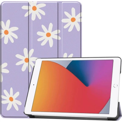 Afbeelding van iMoshion Tablet Hoes Geschikt voor iPad 8 (2020) 8e generatie / 7 (2019) 7e 9 (2021) 9e Design Trifold Bookcase Meerkleurig /Flowers Distance