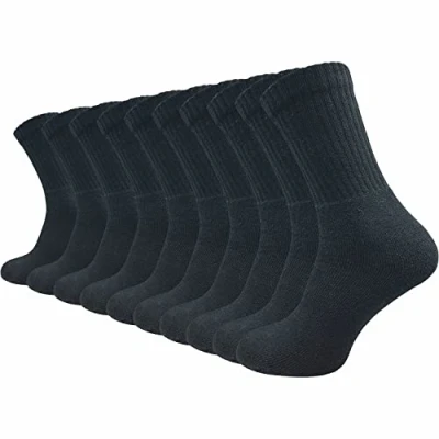 Afbeelding van GAWILO 10 paar militaire en jachtsokken voor dames heren, werksokken met versterkte badstof voet, vrijetijdssokken comfortabele tailleband, zwart.