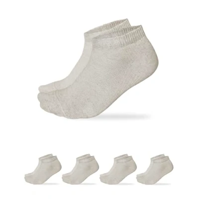 Afbeelding van VITSOCKS Linnen katoenen zomersokken dun ademend heren (4 paar) lage sokken, Lichtbeige paar), 44 46