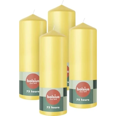Afbeelding van Bolsius Gladde Stompkaarsen 20cm 4 stuks Geel