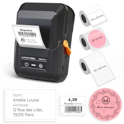 Afbeelding van SUPVAN T50M Pro Bluetooth labelapparaat, 3 rollen, zelfklevend, mini printer, thermisch etiket, geschikt voor commerciële bedrijven, scholen, kantoren, huizen