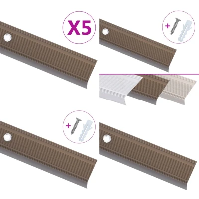 Afbeelding van vidaXL Trapneuzen L vormig 5 st 100 cm aluminium bruin