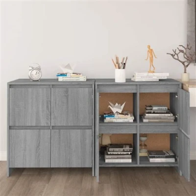 Afbeelding van vidaXL Dressoirs 2 st 70x41x75 cm bewerkt hout grijs sonoma eikenkleur