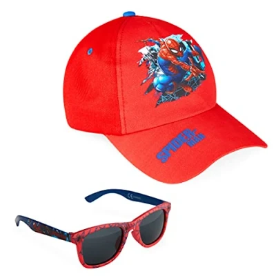 Afbeelding van Marvel Kinderpet voor jongens, 2 delige set, pet en zonnebril kinderen, Spiderman pet, Avengers eenheidsmaat, Rood