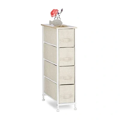 Afbeelding van Relaxdays ladekast metaal ladeblok commode beige manden ladesysteem bijzetkast D