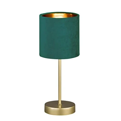 Afbeelding van Fischer &amp; Honsel Tafellamp, Aura, goud, stoffen lampenkap, fluweel, grijs/goudkleurig interieur, H: 34 cm, D: 13 met touwschakelaar, 1 x E14 max. 25W 50494