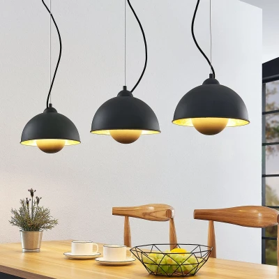 Afbeelding van Lindby hanglamp 3lichts metaal E27 zwart, goud
