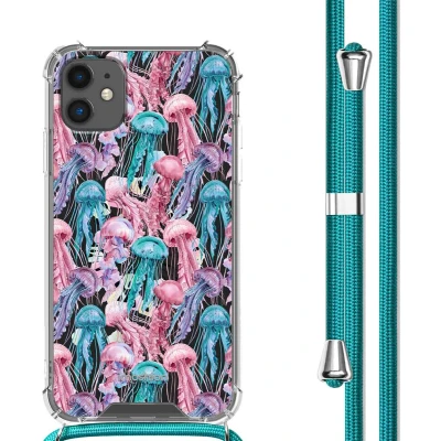 Afbeelding van imoshion Design hoesje met koord voor de iPhone 11 Jellyfish Watercolor