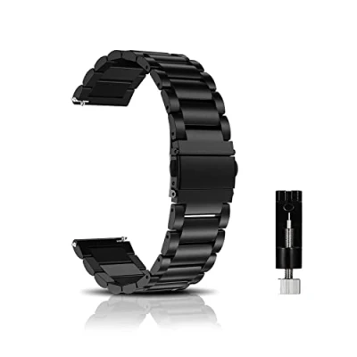 Afbeelding van CeiBand 20 mm, 22 18 roestvrij staal, uniseks metalen horlogeband, zwart