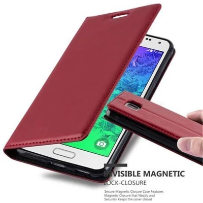 Afbeelding van Cadorabo Hoesje geschikt voor Samsung Galaxy ALPHA in APPEL ROOD Beschermhoes met magnetische sluiting, standfunctie en kaartvakje Book Case Cover Etui
