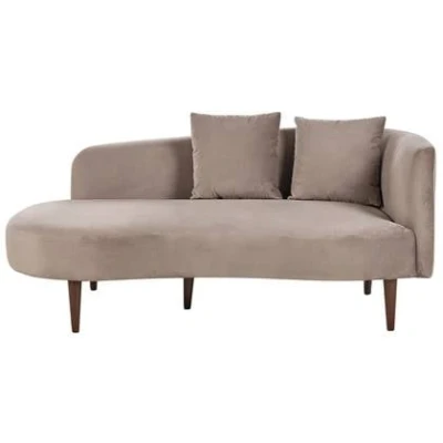 Afbeelding van Beliani CHAUMONT Chaise longue Taupe Linkerzijde Fluweel