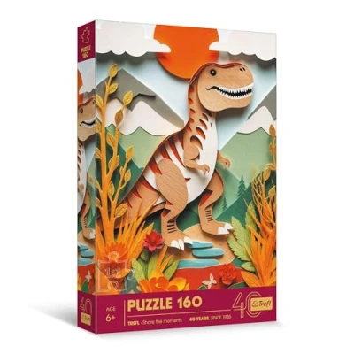 Afbeelding van Trefl puzzel met 3D effect, dinosaurus 160 elementen 40e verjaardag Trefl, kleurrijke dieren, voor kinderen vanaf 6 jaar