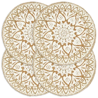 Afbeelding van Placemats 4 st rond 38 cm jute wit