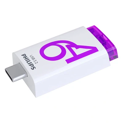 Image de Clé USB C Phillips Édition Click 3.2 64 Go Blanc et violet