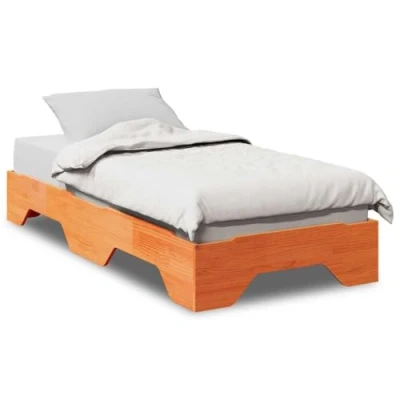 Afbeelding van vidaXL Bedframe zonder matras stapelbaar wasbruin 100x200 cm hout