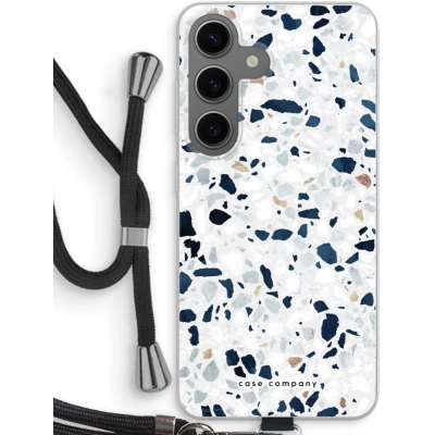 Afbeelding van Case Company® hoesje met Koord geschikt voor Samsung Galaxy S24 Terrazzo N1 Telefoonhoesje Zwart Bescherming aan alle Kanten en Over de Schermrand