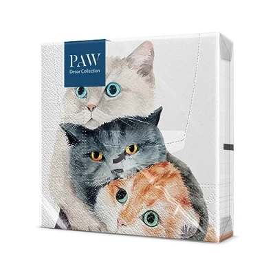 Afbeelding van PAW papieren servetten, 3 laags, 33 x cm, 20 stuks, ideaal voor verjaardagen, open dagen, tuinfeesten, familiefeesten (Better Together)