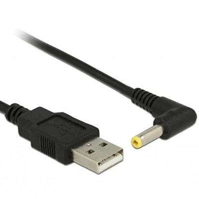 Afbeelding van USB A (m) DC plug 4,0 x 1,7mm kabel haaks / zwart 1,5 meter