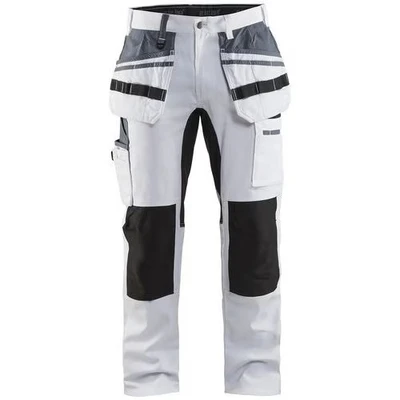 Image de Pantalon peintre stretch blanc/noir
