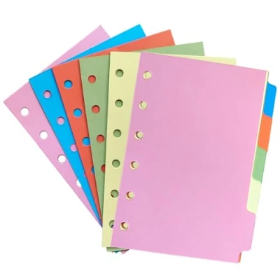 Afbeelding van DY.2ten Set van 6 ringverdelers met 5 tabbladen, 2 sets, tabbladen voor ordners, A7 formaat, duurzaam, kleuren, ordner organizer schoolonderwerpen