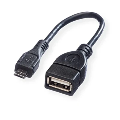 Image de VALUE Câble USB Micro de type B (M) pour (F) 2.0 15 cm noir