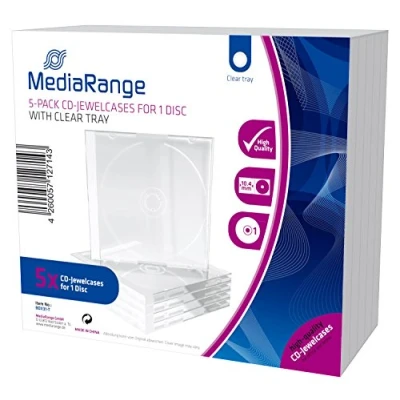 Image de Boîtier MediaRange Crystal double (9mm, fond noir) pour 2 CD, 5 pièces