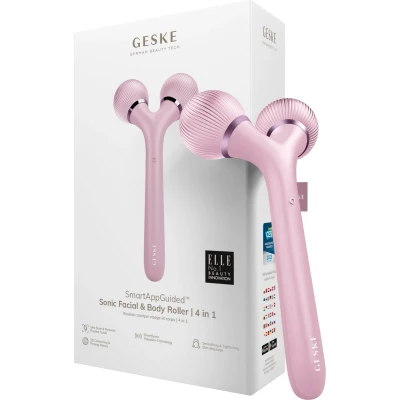 Afbeelding van GESKE SmartAppGuided™ Sonic Facial &amp; Body Roller 4 in 1 Dermaroller Apparaat voor gezicht en lichaam Dermarol Professionele gezichtsroller Verstevigt definieert