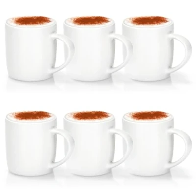 Afbeelding van COM FOUR® 4x porseleinen koffiemok modern design koffiezetapparaat voor koude en warme dranken 330 ml (romige witte bol)