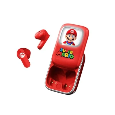 Afbeelding van Super Mario TWS earpods slide open oplaadcase met LED verlichting touch control lange batterijduur