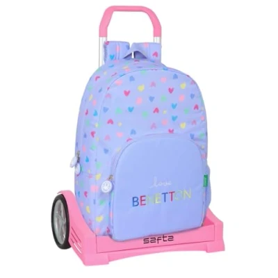 Afbeelding van Schoolrugzak met Wielen Benetton Lila 30 x 46 14 cm