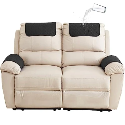 Afbeelding van GYHH Sofa Armsteun Cover, Hoofdsteunhoes voor Kantelbare Stoel Armhoes, Gewatteerde Antislip Stoelhoes (Zwart, 2 Seat Recliner 4 stuks)