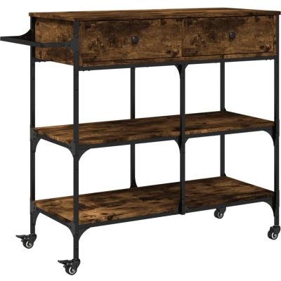 Afbeelding van Keukentrolley 105x42x95 cm bewerkt hout gerookt eikenkleurig