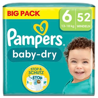 Afbeelding van Pampers Baby Dry Luiers Maat 6 (13 18 kg) 52 stuks