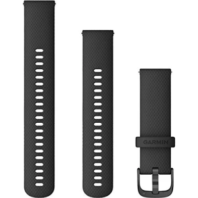 Image de Bracelet Garmin Quick Release 18 mm Silicone Noir boucle gris foncé