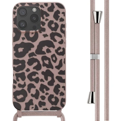 Afbeelding van imoshion hoesje Geschikt voor iPhone 16 Pro Max met koord Siliconen design Meerkleurig / Animal Pink