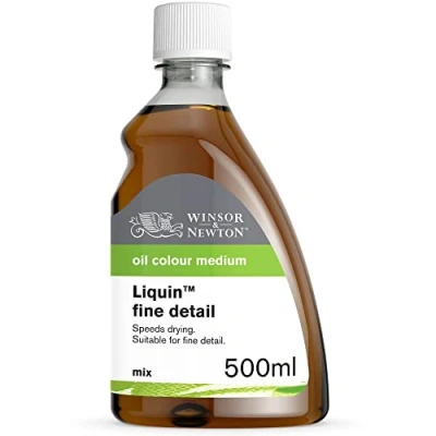 Afbeelding van Winsor &amp; Newton 3049752 Olieverf Liquin Fine Detail 500 ml fles glanzende vloeistof op alkydbasis, ideaal voor fijn detailwerk, zorgt een probleemloos glad oppervlak