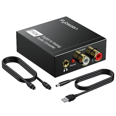 Afbeelding van DAC audio 192 kHz, SPDIF jackadapter, optische RCA converter, digitale analoog Toslink naar stereo en 3,5 mm stekker voor PS3, PS4, Xbox, HDTV, Blu ray