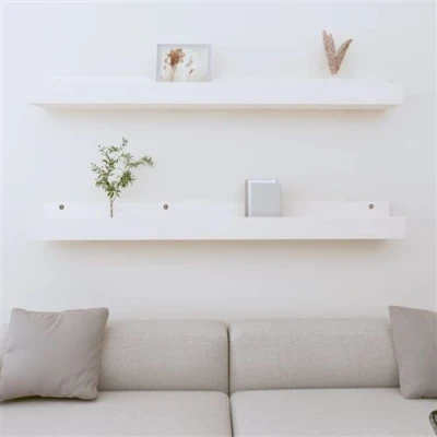 Afbeelding van vidaXL Wandschappen 2 st 110x12x9 cm massief grenenhout wit