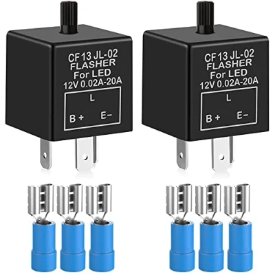 Afbeelding van Gebildet 2 stuks 12 V 3 pinnen verstelbaar knipperrelais voor led knipperlichten CF 13KT, auto motorfiets elektronisch knipperlicht 0,1 W 150 W, levering met 6 terminals