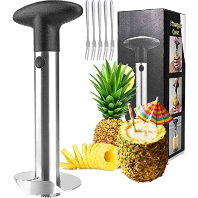 Afbeelding van Ananasschiller, [verbeterd, versterkt] [dikker scherp lemmet] van roestvrij staal, gemakkelijk te reinigen, BPA vrij, antislip handgreep, snijgereedschap voor keukenfruit