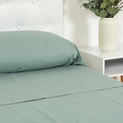 Afbeelding van TRAMAS+ beddengoed 140 x 200 cm, 100% katoen, en 2 kussenslopen, gecertificeerd volgens Oeko Tex Standard 100, groen